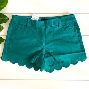 🌿 NWT J. Crew Scalloped Linen Shorts Size 6 🌿
